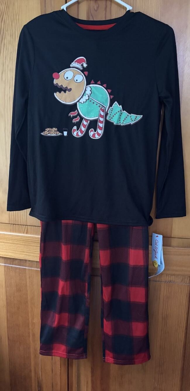 Cat & Jack Boy's Size L (10-12) Long Sleeve Christmas Pajama Set 2pc Red Plaid